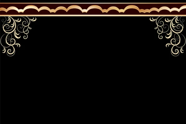Cadre vectoriel noir avec motif doré — Image vectorielle