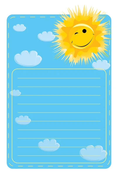Etichetta con foto di sole e nuvole — Vettoriale Stock