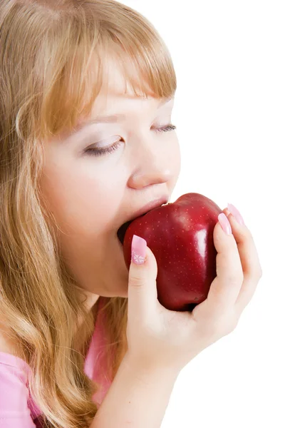 Meisje de appel bijten — Stockfoto
