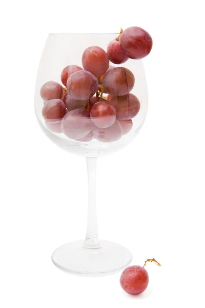 Czerwone winogrona w lampce wina — Zdjęcie stockowe