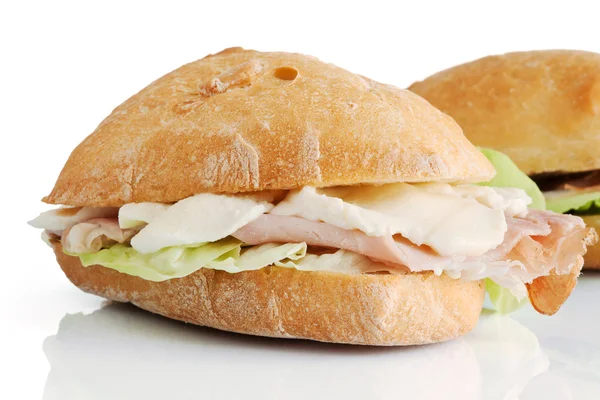 stock image Jam mozzarella and lettuce sandwhiches