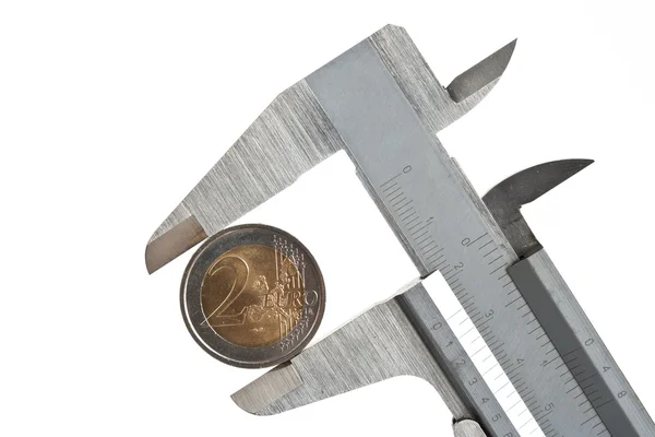 stock image Caliper with euro coin