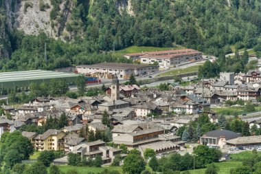 Yaz manzarası morgex, küçük kasaba aosta Vadisi, İtalya