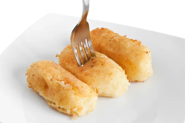 Potato croquettes with fork — Stock Photo, Image