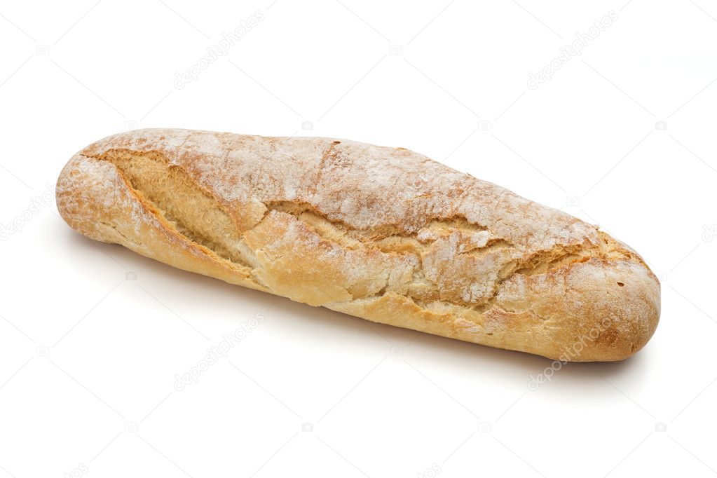 Sfilatino bread isolated on white background with clipping path