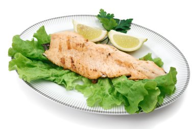 Trout fillet with lettuce clipart