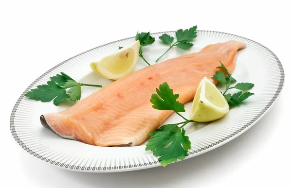 Dish with trout fillet — Stock Photo, Image