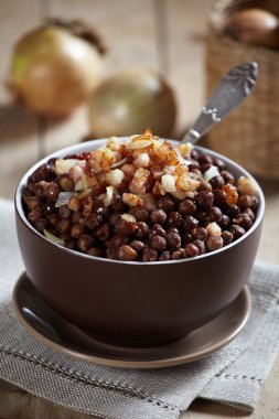 Grey peas with bacon clipart