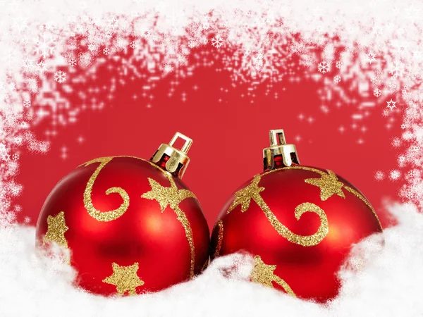 Two red christmas baubles — Stock Photo, Image