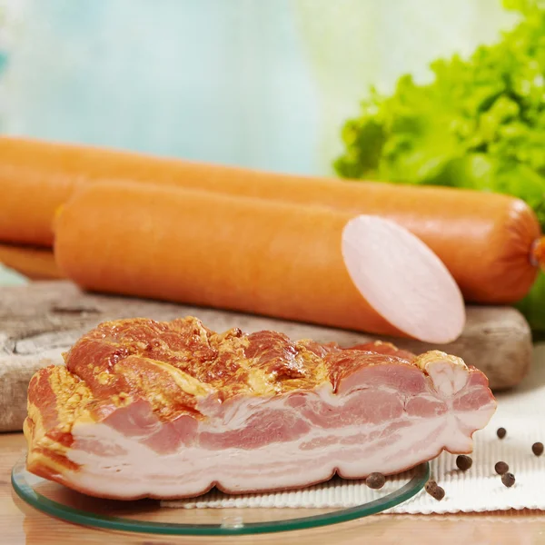 Carne e salsicha — Fotografia de Stock