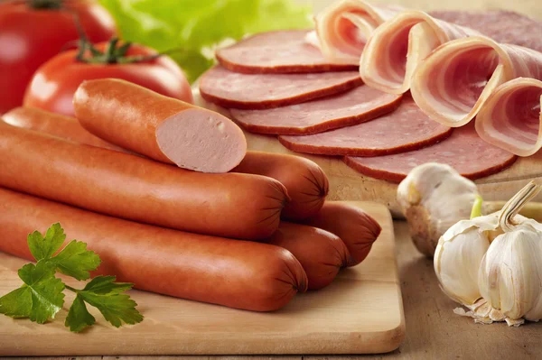 Sausages and meat Stock Image