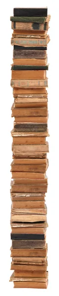 Nagyon nagy halmozott régi könyveket, különböző alakú és színű — Stock Fotó