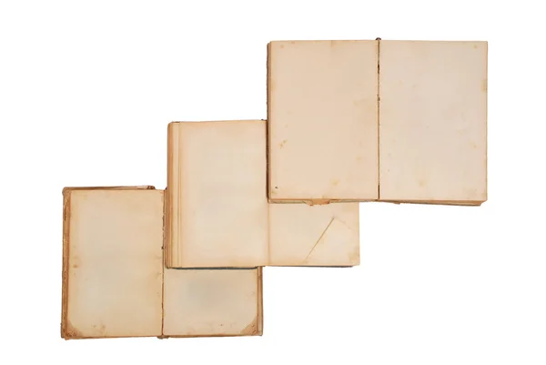 Három nagyon régi könyvet két üres — Stock Fotó