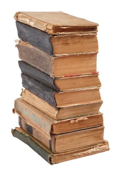 Gestapelte alte Bücher unterschiedlicher Form und Farbe — Stockfoto