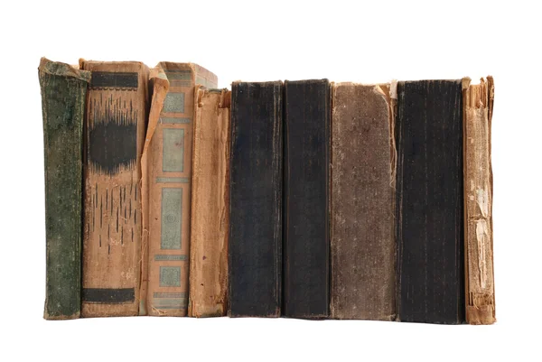 Row of old books on white background. — Stock Photo, Image