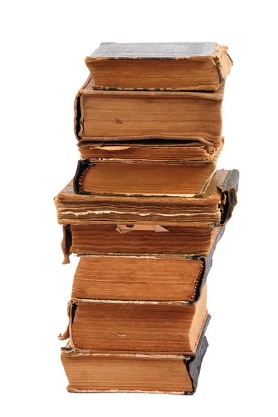Staplade gamla böcker av olika form och färg — Stockfoto
