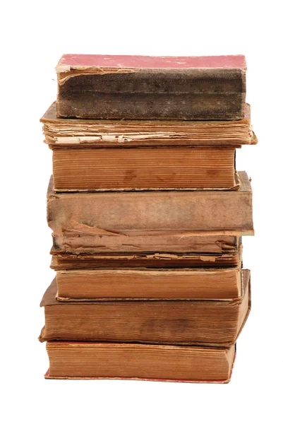 Livros velhos empilhados de forma e cor diferentes — Fotografia de Stock