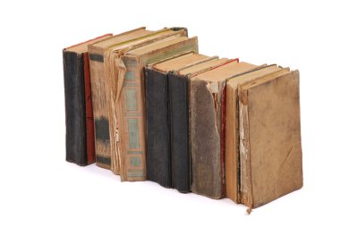 farklı şekil ve renk eski yığılı kitaplar