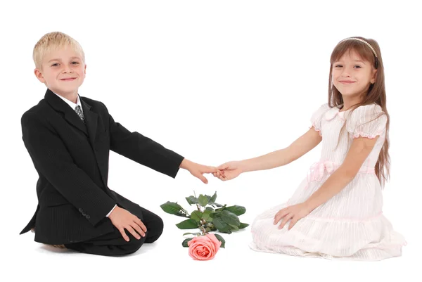 The boy and the girl keep for hands — Stock Photo, Image