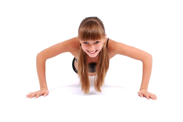 Fitness kız beyaz izole — Stok fotoğraf