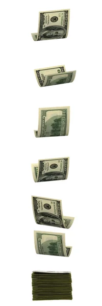 Fallendes Geld. isoliert auf weißem Hintergrund. — Stockfoto
