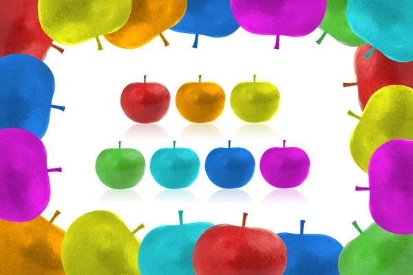 Rahmen aus farbigen Äpfeln — Stockfoto