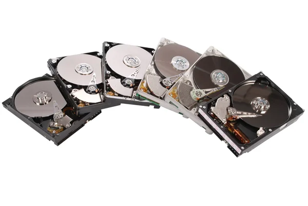 Muchos discos duros abiertos — Foto de Stock
