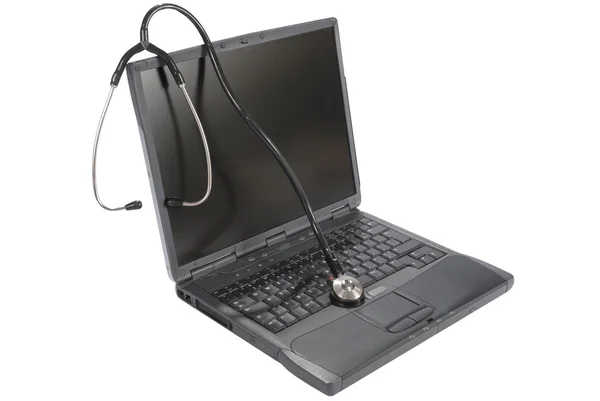 Medicine technology. laptop with stethoscope Royalty Free Stock Photos