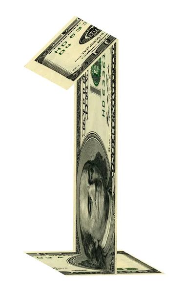 Числа один доллар — стоковое фото