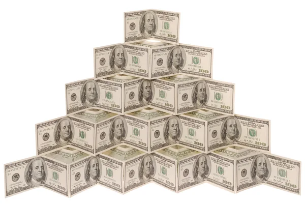 Piramis készült dollár — Stock Fotó