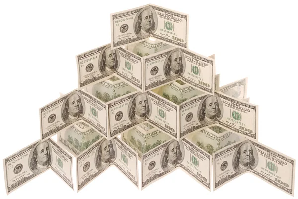 Piramis készült dollár — Stock Fotó