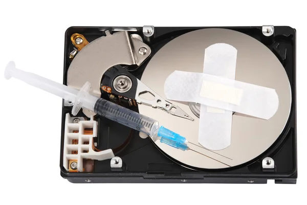 Menghancurkan data dari hard disk - foto konseptual . — Stok Foto