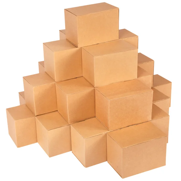Cajas de cartón.Pirámide de cajas —  Fotos de Stock