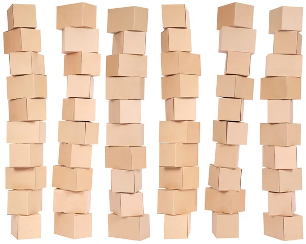 Six stacked cardboard boxes — Stock Photo, Image