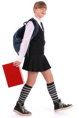 Kız kırmızı kitap tutan