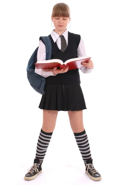 Menina lê o livro — Fotografia de Stock
