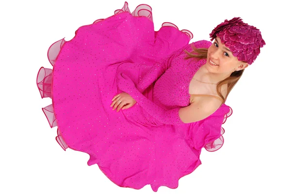 Flickan i en rosa klänning — Stockfoto