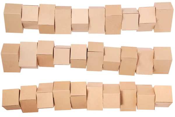 Tři Vrstvené kartonové krabice — Stock fotografie