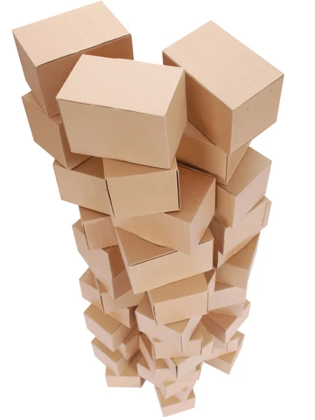 Drie gestapelde kartonnen dozen — Stockfoto