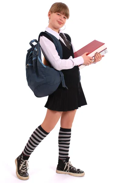 Gadis memegang buku-buku — Stok Foto