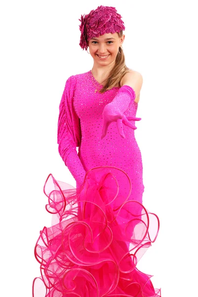 La chica en un vestido rosa — Foto de Stock