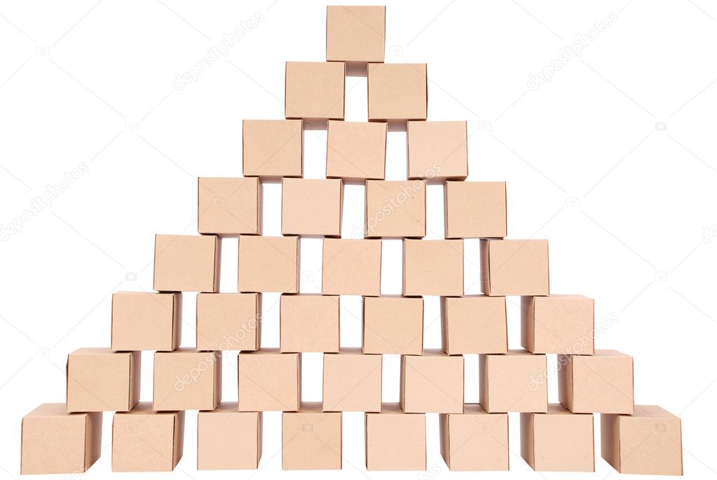 Cardboard boxes.Pyramid from boxes