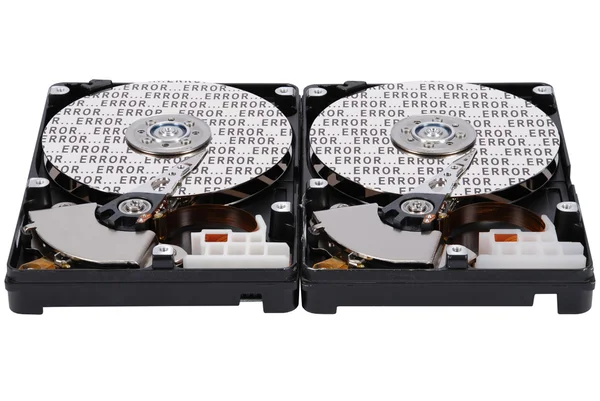 두 개의 하드 디스크에 비문 오류 — 스톡 사진