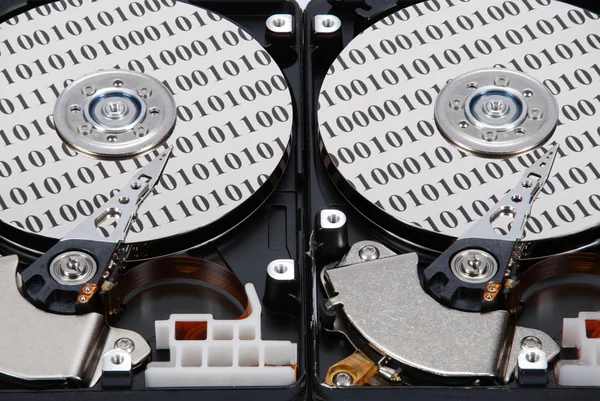 Binary code on two HDD — Stock Photo, Image