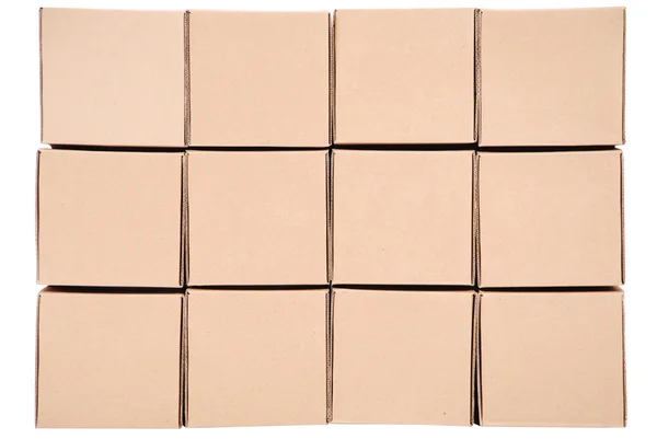 Karton Dobozok Piramis Dobozok Fehér Háttér — Stock Fotó