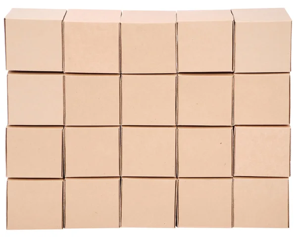 Kartonnen Dozen Piramide Van Dozen Witte Achtergrond — Stockfoto