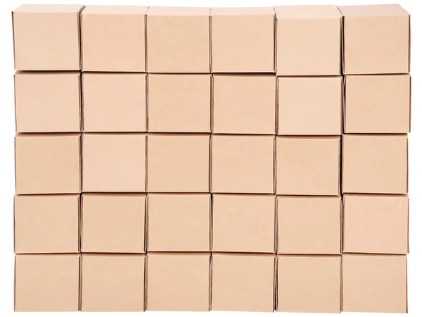 Caixas Papelão Pirâmide Caixas Sobre Fundo Branco — Fotografia de Stock