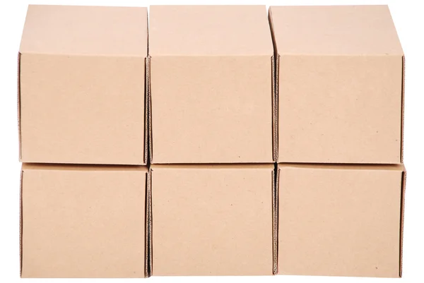 Kartonové Krabice Pyramida Krabic Bílém Pozadí — Stock fotografie