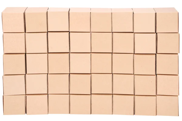 Stapel Van Kartonnen Dozen Pakket Witte Achtergrond Met Uitknippad — Stockfoto