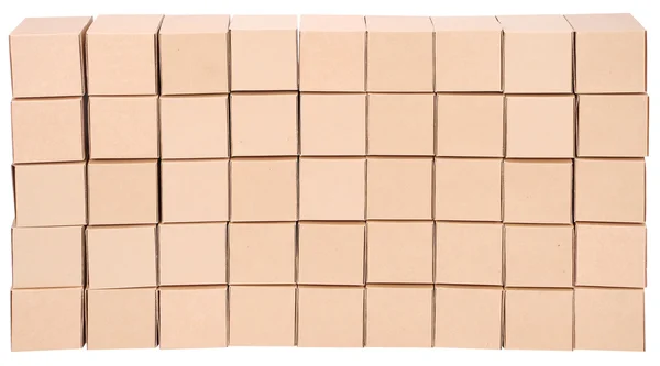 カートン ボックス パッケージ クリッピング パスと白い背景の上のスタック — ストック写真